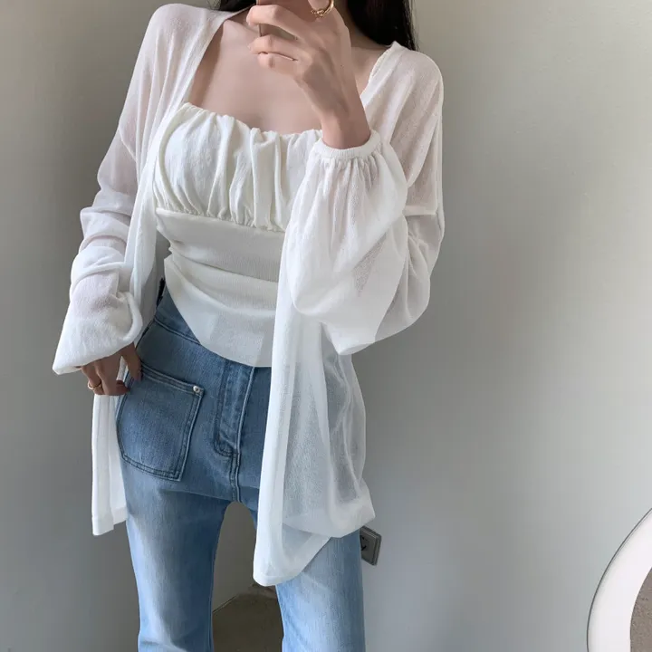 로코 셔링탑set 루즈핏 가디건 상세 이미지 26