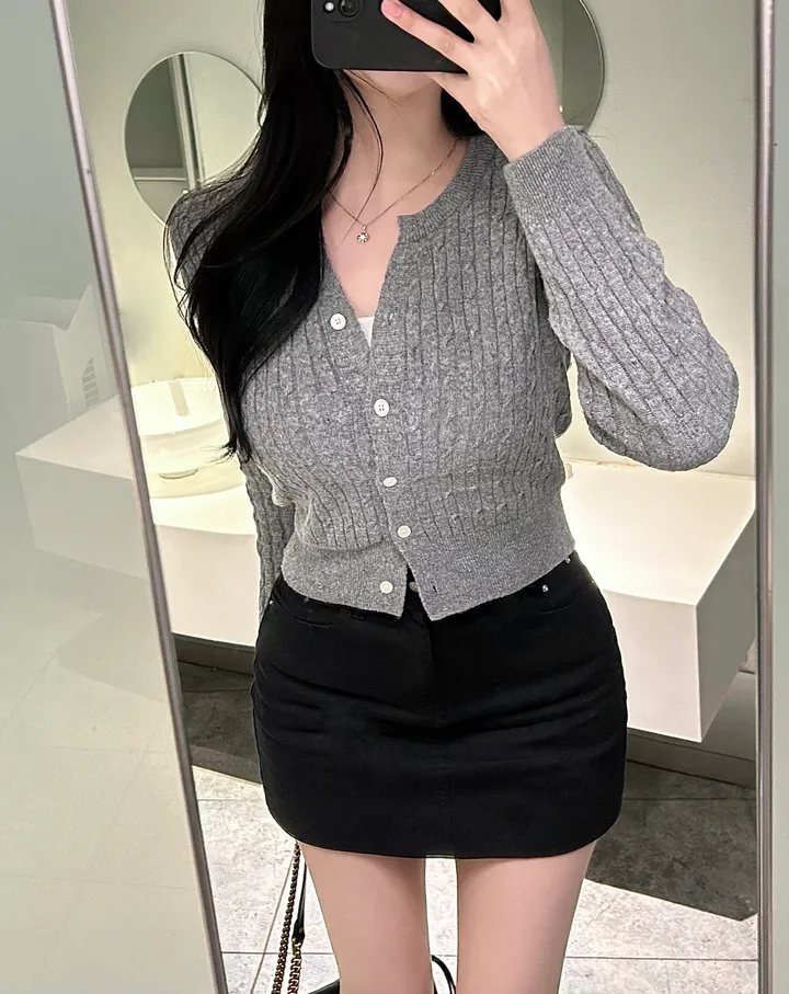 봄데이트룩🩷 밀크 꽈배기 가디건 ( 봄가디건 봄옷 가디건 긴팔가디건 꽈배기가디건 크롭가디건 개강룩 벚꽃 데이트룩 니트가디건 간절기 ) 상세 이미지 14