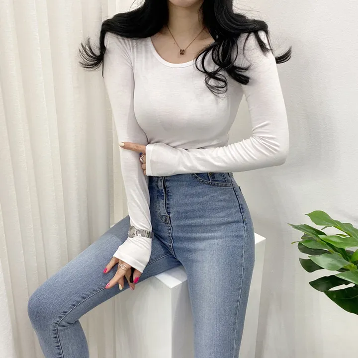 🚀당일발송🚀[묶음할인/10컬러] 봄 가을 말랑 유넥 긴팔 티셔츠 이너티 상세 이미지 9
