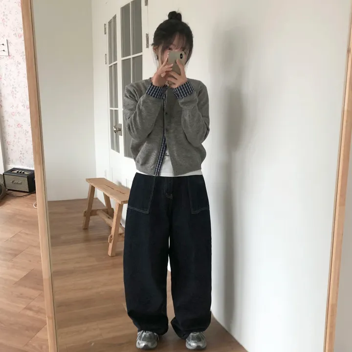 [일체형!]긱시크 체크 배색 레이어드 니트 가디건 2color 상세 이미지 21