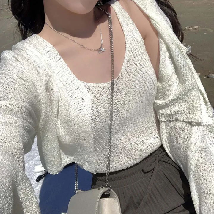 [✨SET가격/3천장 돌파!✨]피부에 달라붙지 않는, 부클 가디건+나시 투피스 세트 상세 이미지 20