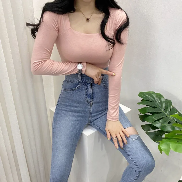 🚀당일발송🚀[묶음할인/기본템] 봄 가을 알프 셀리 스퀘어넥 긴팔 티셔츠 이너티 상세 이미지 22