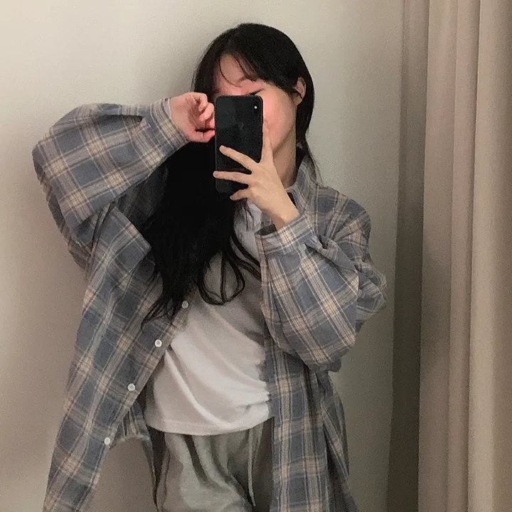 묶음할인🎈[오버핏🤍] 마가린 체크 오버 남방 상세 이미지 15