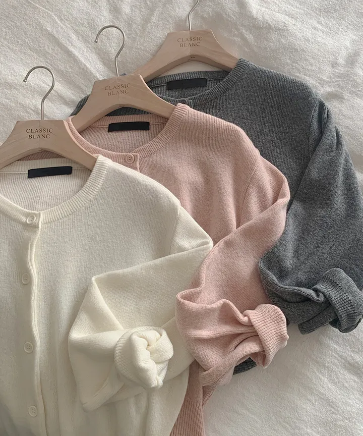 [데일리강추💗] 블러 라운드넥 가디건 봄 가을 / 출근룩 긴팔니트 봄가디건 가을가디건 하객룩 데일리룩 클래식블랑 상세 이미지 42