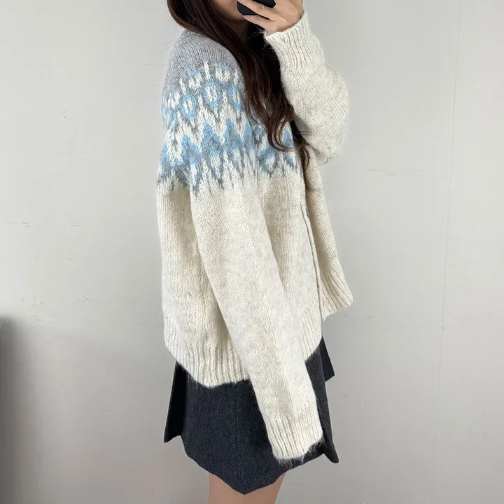 [당일발송] 3Color 앙고라 다이아 노르딕 니트 긴팔 가디건*1363 상세 이미지 5