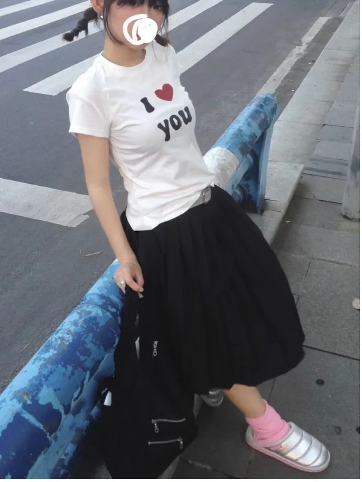 [키치/하이틴] 하트 반팔 티셔츠 상세 이미지 7
