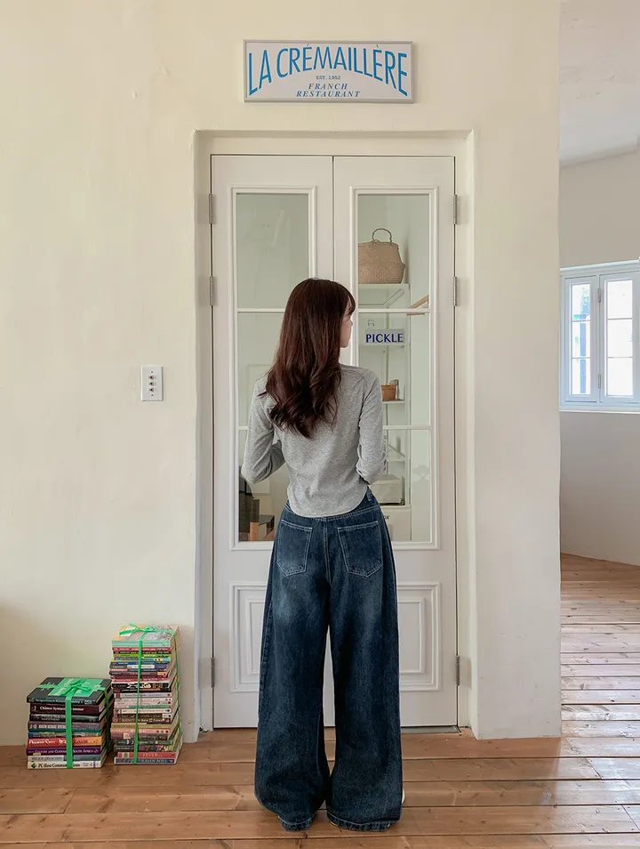 [핏강추!/사이드핀턱/-3XL] 오스틴 와이드핏 밑단 스냅 단추 워싱 데님 팬츠 4colors 상세 이미지 47
