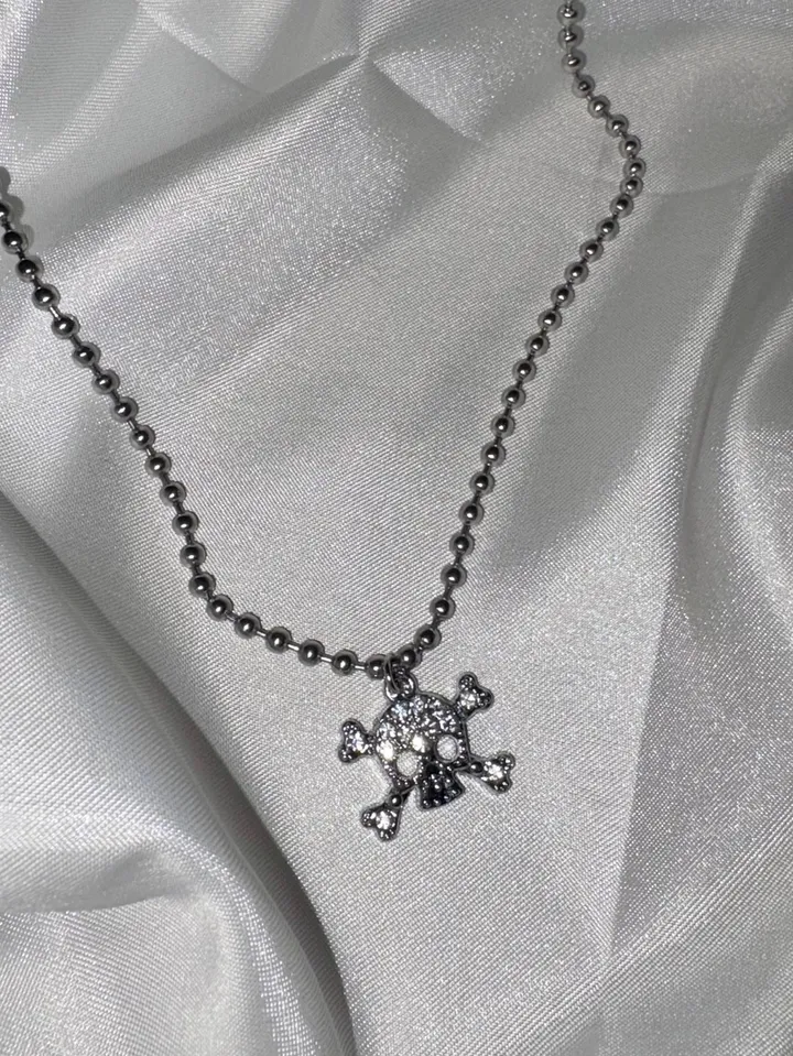 (써지컬)[Cubic Skull set] 나나 펑크 큐빅 해골 써지컬스틸 체인 목걸이 고스 갸루 키치 상세 이미지 4