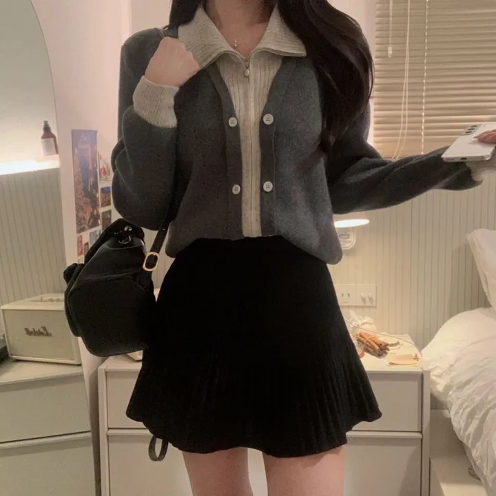 봄신상 레이어드 집업카라배색가디건 상세 이미지 14