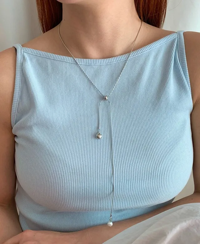 루즈롱 언발하트진주목걸이,  목걸이,롱목걸이,하트목걸이,롱목걸이,뱀줄목걸이,진주목걸이,언발목걸이,선물,수제작,데일리,프니엘,데일리,프니엘1004,라피스 상세 이미지 5