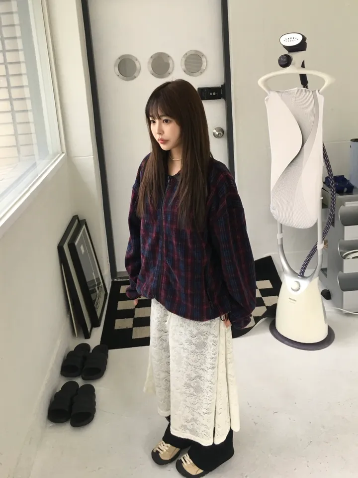 (2 color) 도쿄 체크 후리스집업 상세 이미지 32