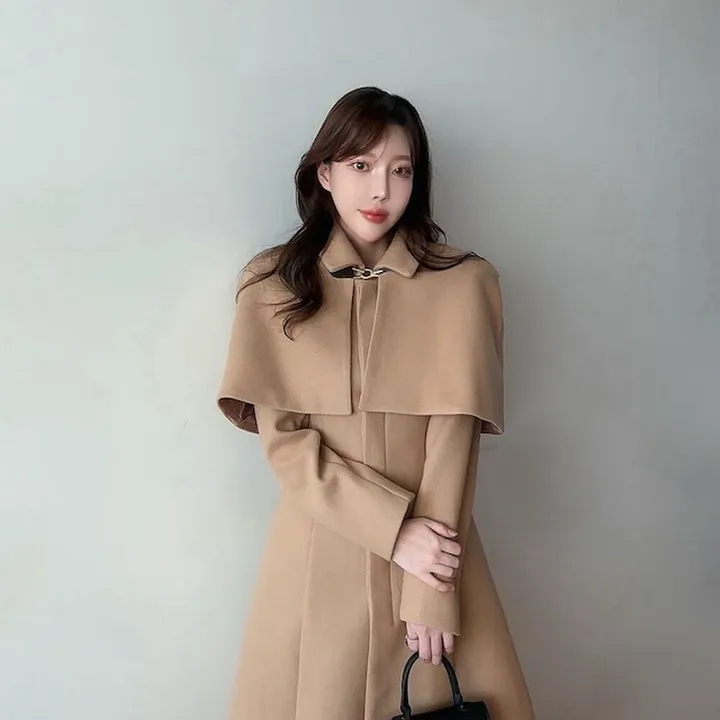 *탈부착가능* 케이프 망토 플레어 롱코트 (2color) / 하객룩 데이트룩 오피스룩 면접룩 상견례룩 파티룩 연말룩 데일리룩 상세 이미지 5