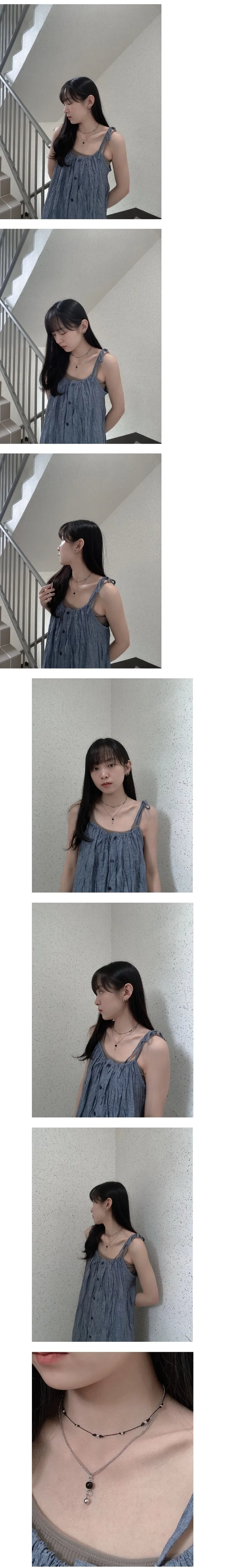 [그윽제작] 무채색 레이어드 목걸이 상세 이미지 1