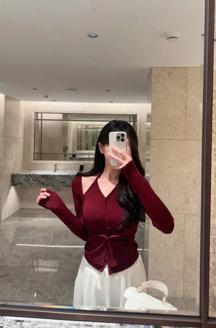 오묘한컬러감🌹*뷰엘단독* 아망 홀터넥 나시 가디건 투피스 세트 레이어드 가디건 봄가디건 상세 이미지 14