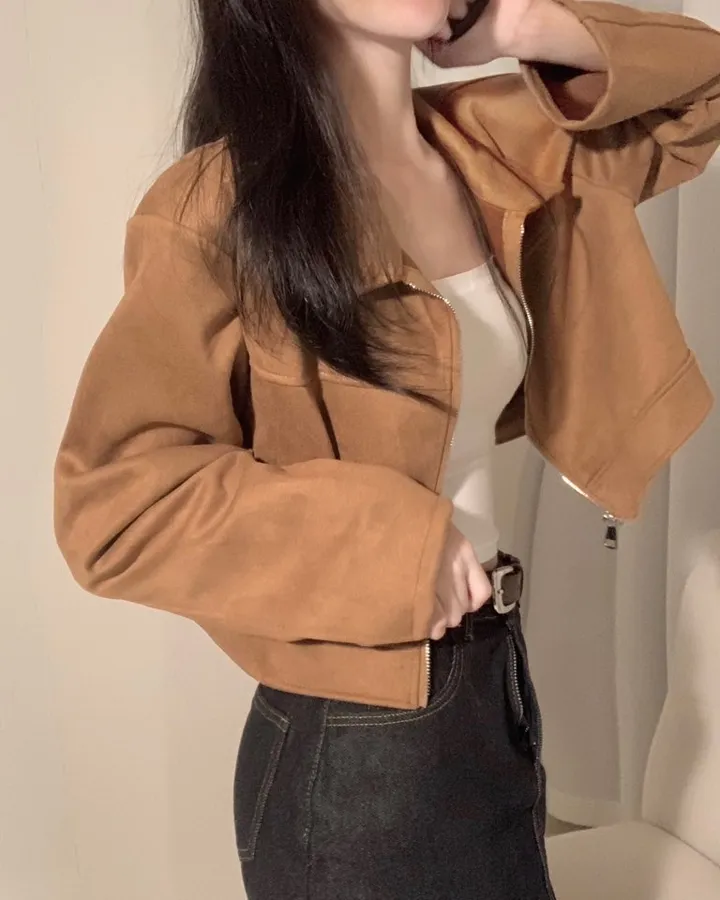 스웨이드 세미크롭 집업jp -3col 상세 이미지 10