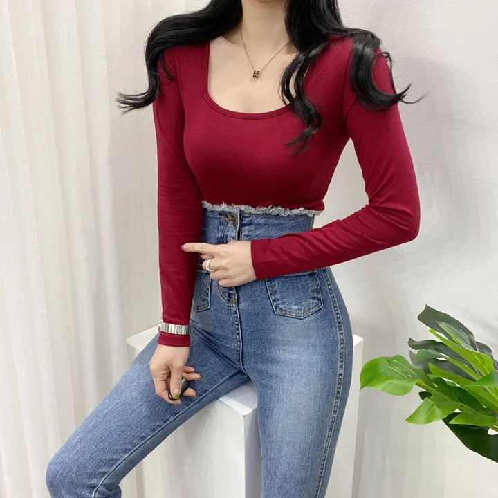 🚀당일발송🚀[묶음할인/11컬러] 조이 봄 가을 뉴 스퀘어넥 긴팔 티셔츠 이너티 상세 이미지 44