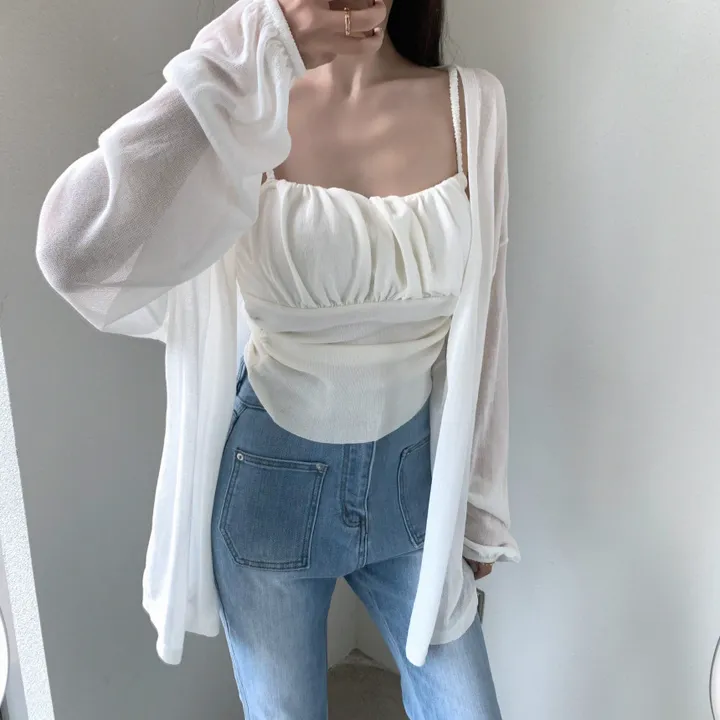 로코 셔링탑set 루즈핏 가디건 상세 이미지 32