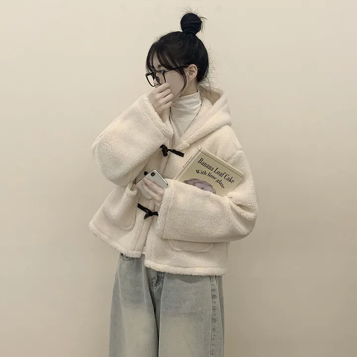 [귀여움/아방핏] 포근 후드 양털 떡볶이 퍼자켓 숏코트 덤블점퍼 상세 이미지 11