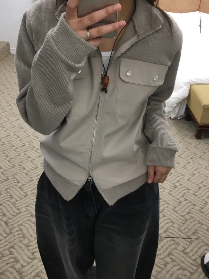 니트 나일론 배색집업 (3color) 상세 이미지 2