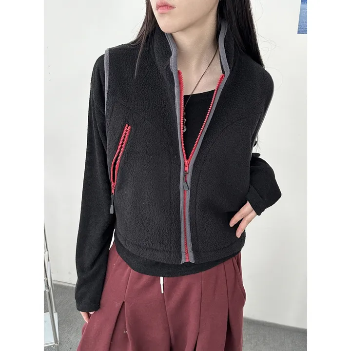 [OOTJ MADE]키치 더 힙 믹스 컬러 포인트 플리스 후리스 하이넥 집업 베스트(4color) 상세 이미지 32