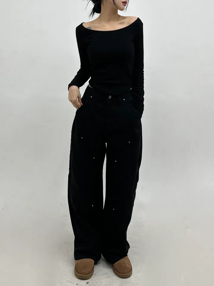✨단독진행✨[사계절ver./3천장돌파🏆] 오버 코튼 리벳 카펜터 롱 와이드 팬츠 상세 이미지 12
