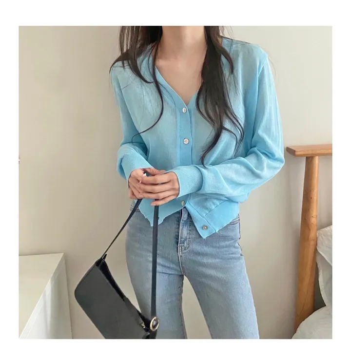 브이넥 긴팔가디건 11color 상세 이미지 6