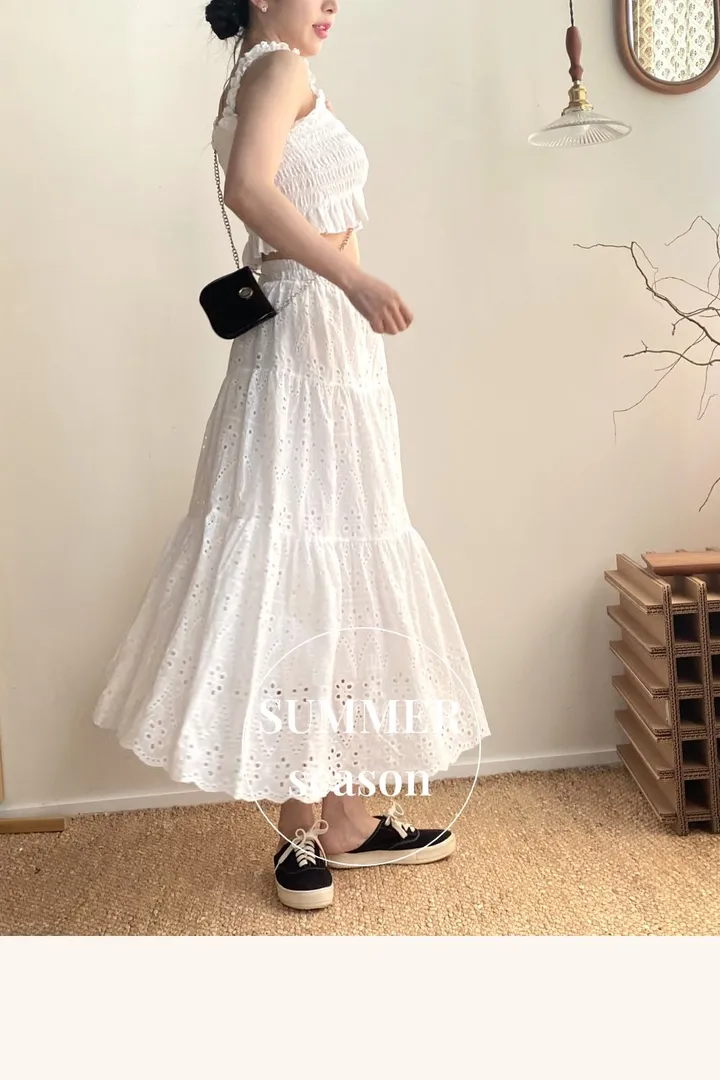 여름신상] 레이스 스모크 나시 롱  스커트 세트  여름나시 여름 롱 스커트 세트가격 1color [2pcs] 상세 이미지 25