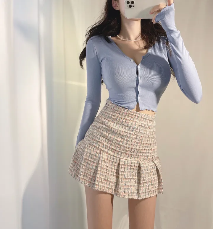 (쫀득/타이트핏)과즙 팡팡 데일리 물결 브이 쫀쫀 크롭 가디건 6color 상세 이미지 7