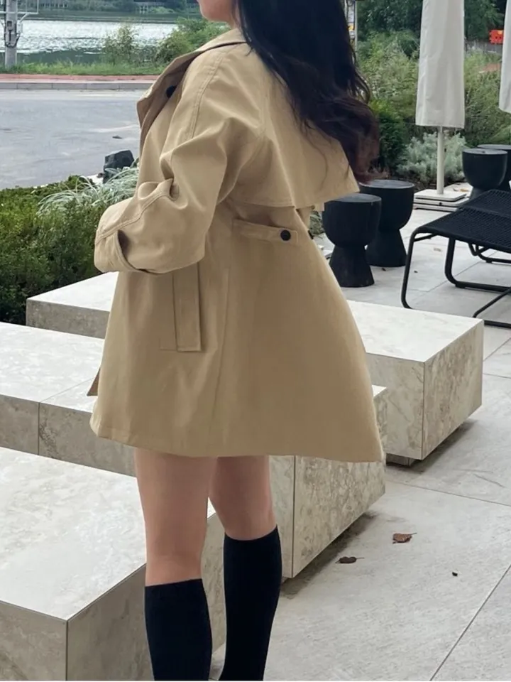 [봄 가을 필수🍂] 숏 케이프 트렌치 하프코트 2color 상세 이미지 12