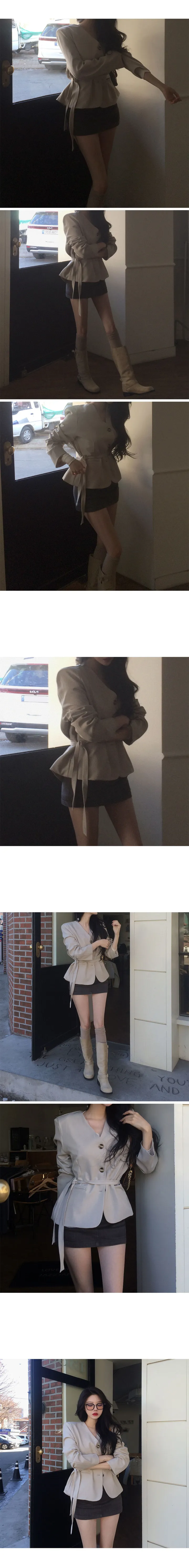 [봄신상🌸/브랜드퀄] 엔느 스트랩 루즈핏 자켓 봄자켓 스트랩자켓 하객룩 데일리룩 상세 이미지 12