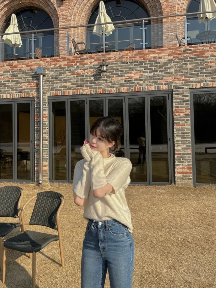 [워머SET/재진행‍🔥] 러블리 보들 울 핸드 워머 니트 세트 루즈핏 트임 반팔 니트티 라운드넥 토시 니트투피스 상세 이미지 59