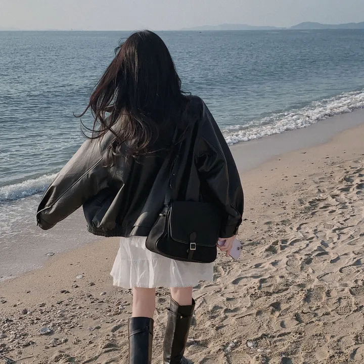[핵고퀄!/✨주문폭주/후기극찬✨]매트 레더의 정석,오버핏 레더 블루종 자켓 점퍼 상세 이미지 49