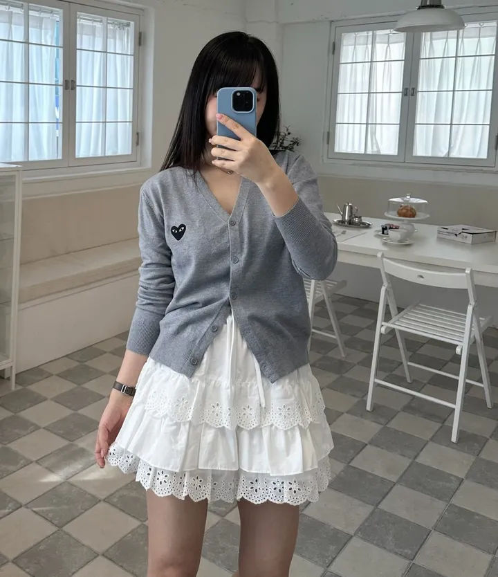 하트 가디건 브이넥 데일리 빠른출고 4color 상세 이미지 2