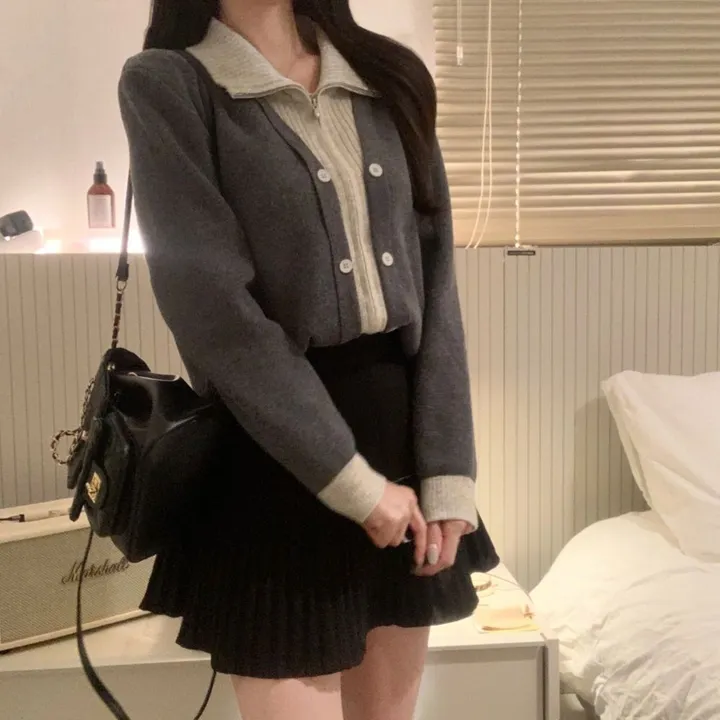 봄신상 레이어드 집업카라배색가디건 상세 이미지 17