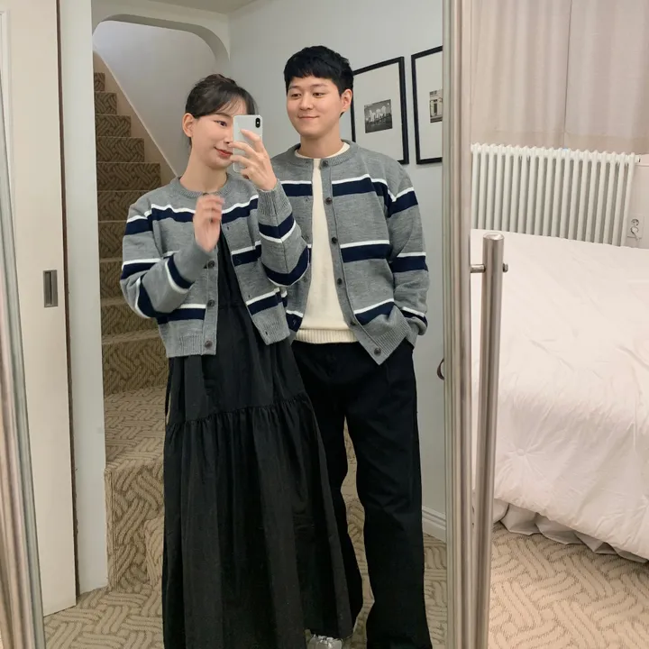 커플룩,시밀러룩베리 단가라 커플가디건 스트라이프 라운드가디건 시밀러룩 봄 꽃놀이 벚꽃 상세 이미지 31