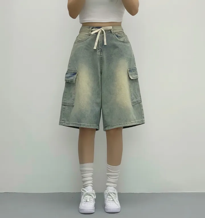 [인생버뮤다/~XL/5부기장] 버블 빈티지 워싱스트링 카고 버뮤다팬츠 5부 데님팬츠 청반바지 숏팬츠 여름팬츠 선데이이브닝 상세 이미지 13