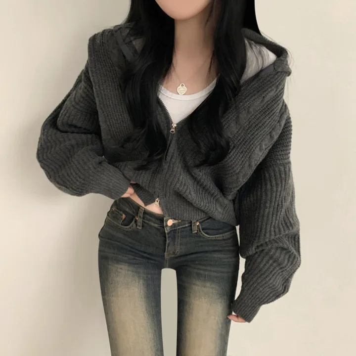 [가을꾸안꾸🍂!/아방핏] 투웨이 아방핏 가을무드 꽈배기 니트 크롭 집업 상세 이미지 14