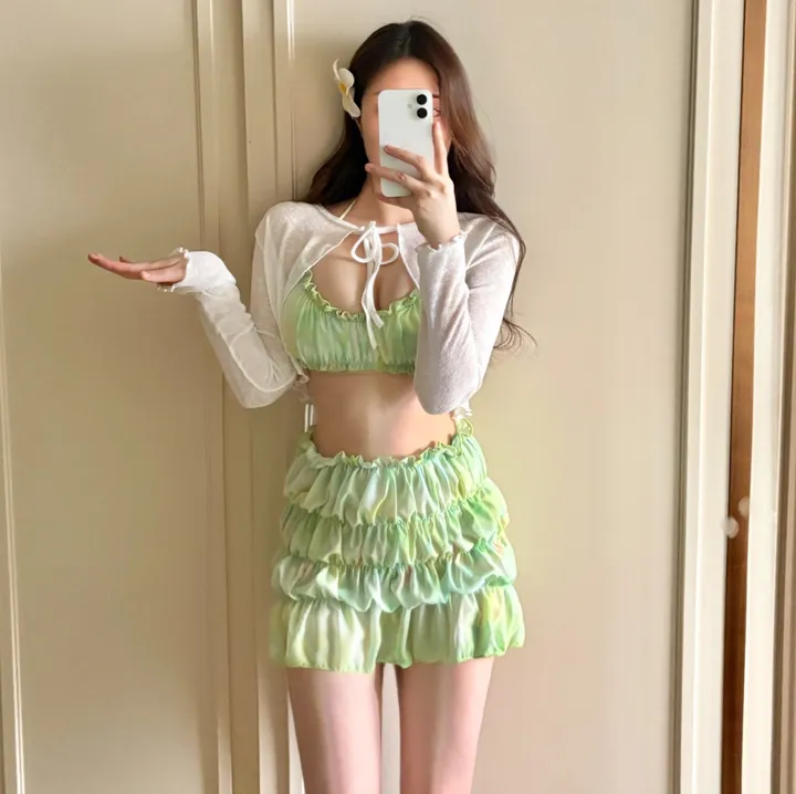(M-XL) 캉캉비키니 주름 탱키니 쓰리피스비키니 스커트비키니 상세 이미지 7