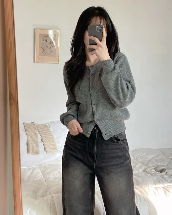[데일리/인생핏] 라운드 무지 기본 긴팔 니트 가디건 상세 이미지 40