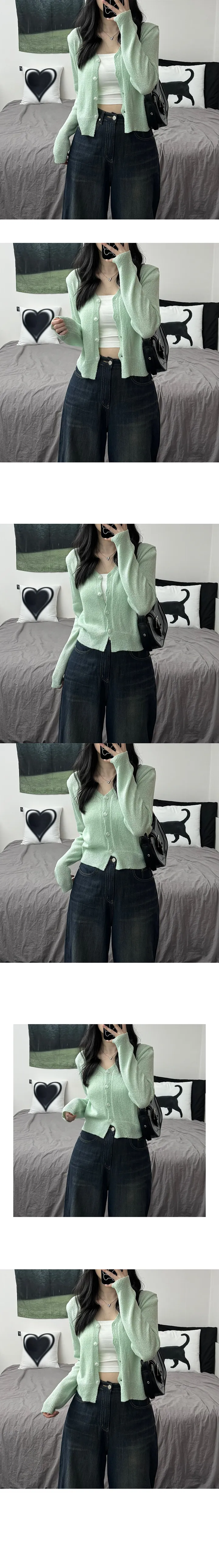 [살탐방지/가을가디건] Bibi crop long-sleeved knit cardigan 비비 크롭 긴팔 니트 가디건 상세 이미지 8