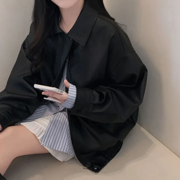[핵고퀄!/✨주문폭주/후기극찬✨]매트 레더의 정석,오버핏 레더 블루종 자켓 점퍼 상세 이미지 17