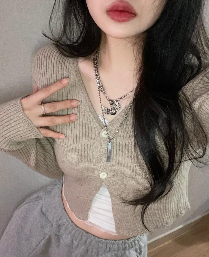 [봄신상🌷/색감보장/부드러워요☁]블라썸 브이넥 투버튼 골지 크롭 가디건 상세 이미지 20
