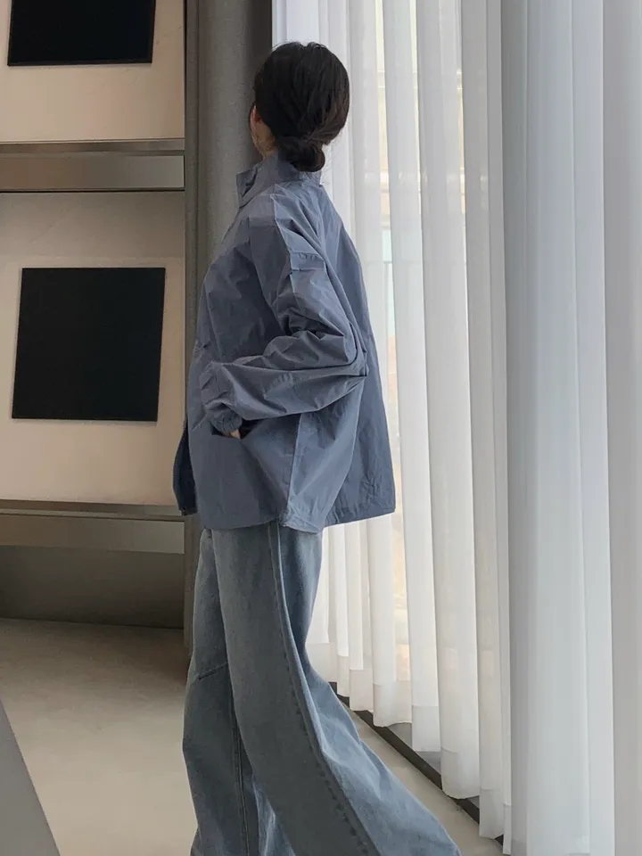[트렌치 바람막이🤍/아우터맛집!] 트렌치바람막이 야상 하이넥 바람막이 숏트렌치 간절기아우터 데일리룩 숏야상 봄 자켓 오버핏자켓 상세 이미지 64