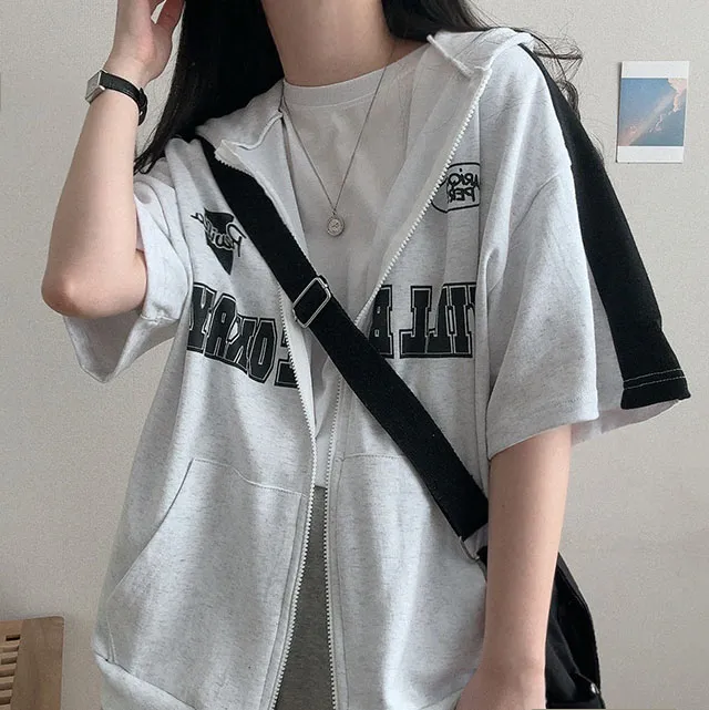 [오버핏!/반팔집업] 핏예쁜, 윌비 반팔 배색 후드집업 (3color) 상세 이미지 3