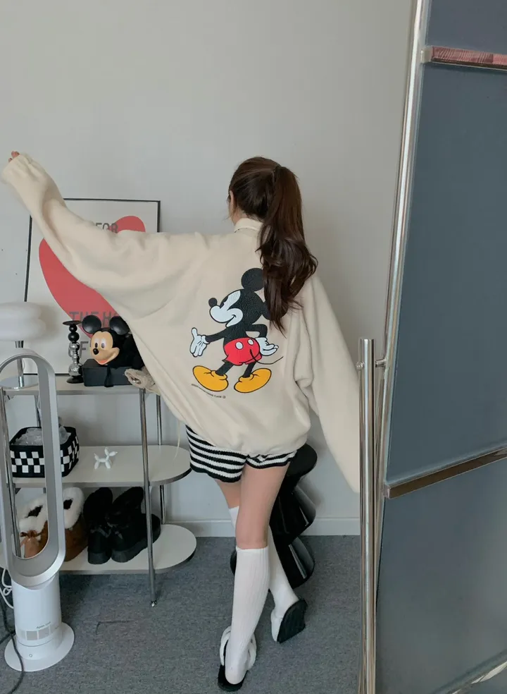 [🌠디즈니정품💭/남녀공용❤️/도링룩단독🤸] 미키 후리스 점퍼 미키마우스 캐릭터 뽀글이 집업 잠바 겨울 아우터 (3color) 상세 이미지 20