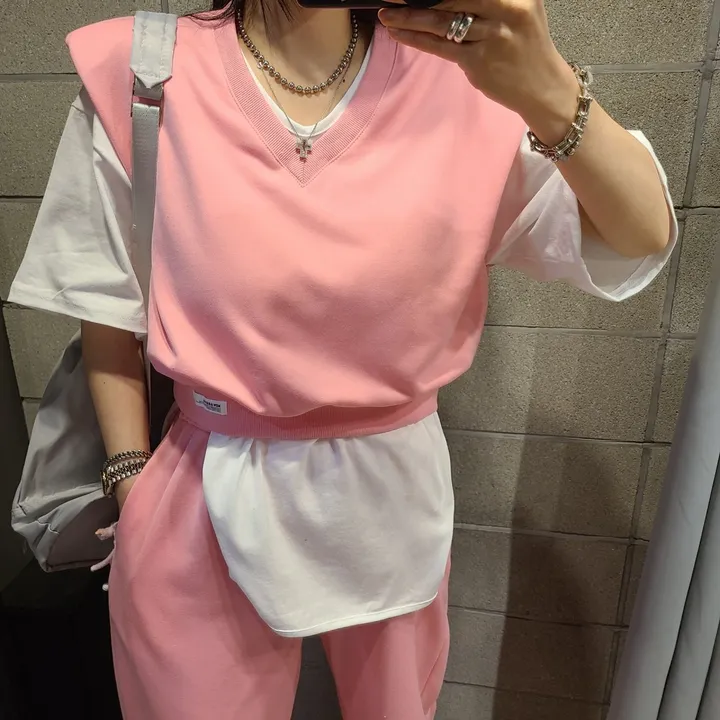 패드 브이넥조끼 와이드 세트 상세 이미지 6