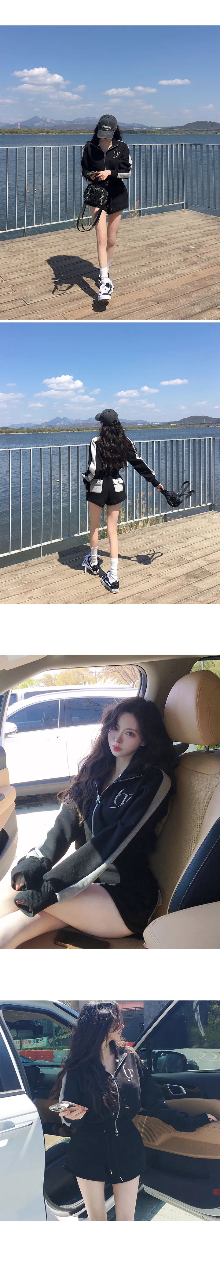 *부함x직각어깨핏[여름밤에도🖤] made 멜팅 배색 세미크롭 집업 상세 이미지 29