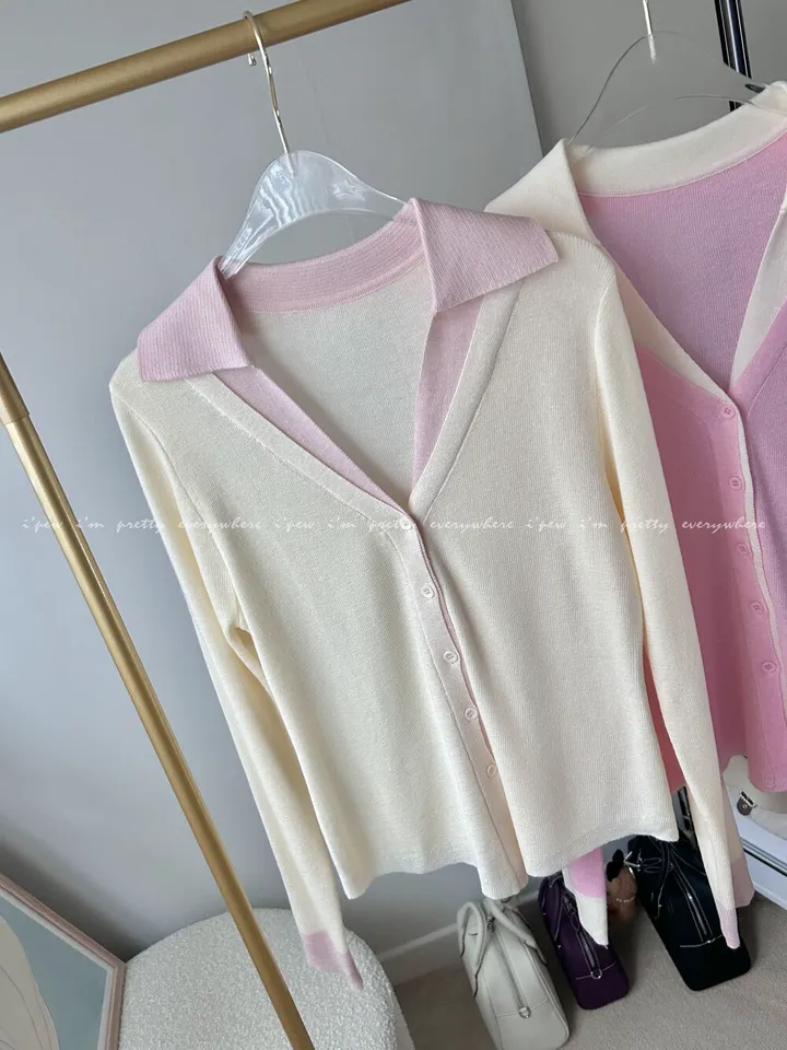 (강추)브리에 카라 배색 니트 가디건 -3color / 맨투맨 후드 집업 청바지 데님 원피스 3부팬츠 반바지 상세 이미지 48