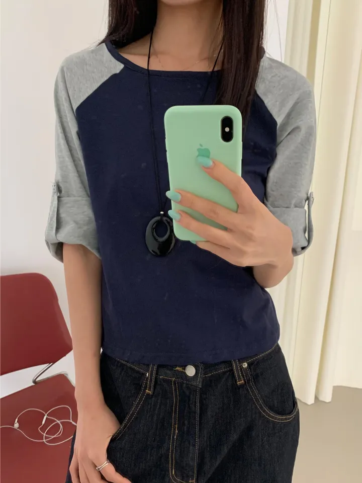 반팔 티셔츠 모델 착용 이미지-S1L21