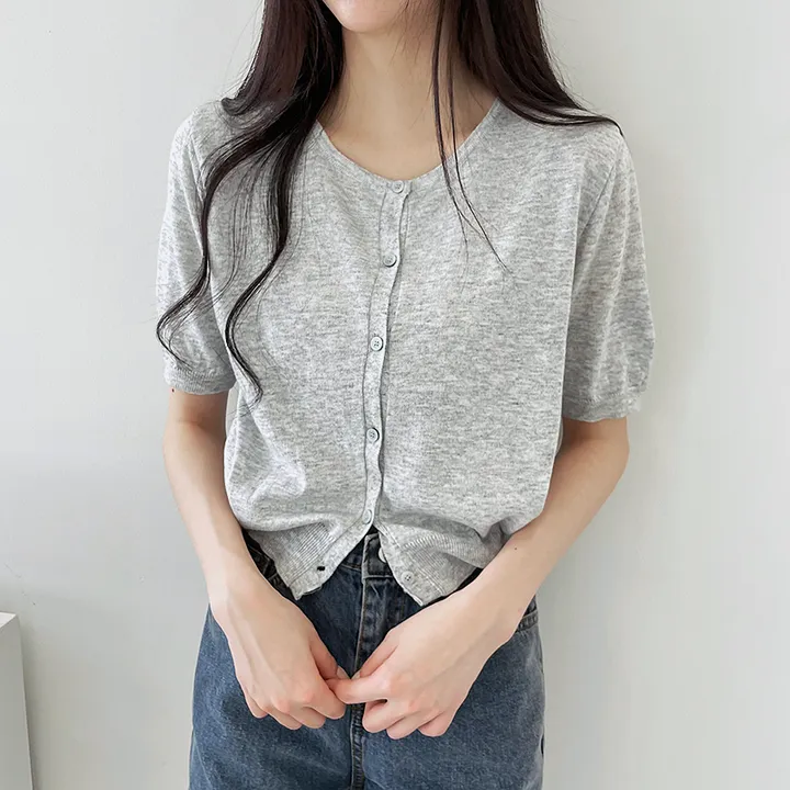 1+1할인!![고퀄뱀부소재!/기획특가] 설렘가득 봄여름가을내내 입기좋은 크롭 라운드넥 or 브이넥 반팔 린넨 반팔가디건 상세 이미지 13
